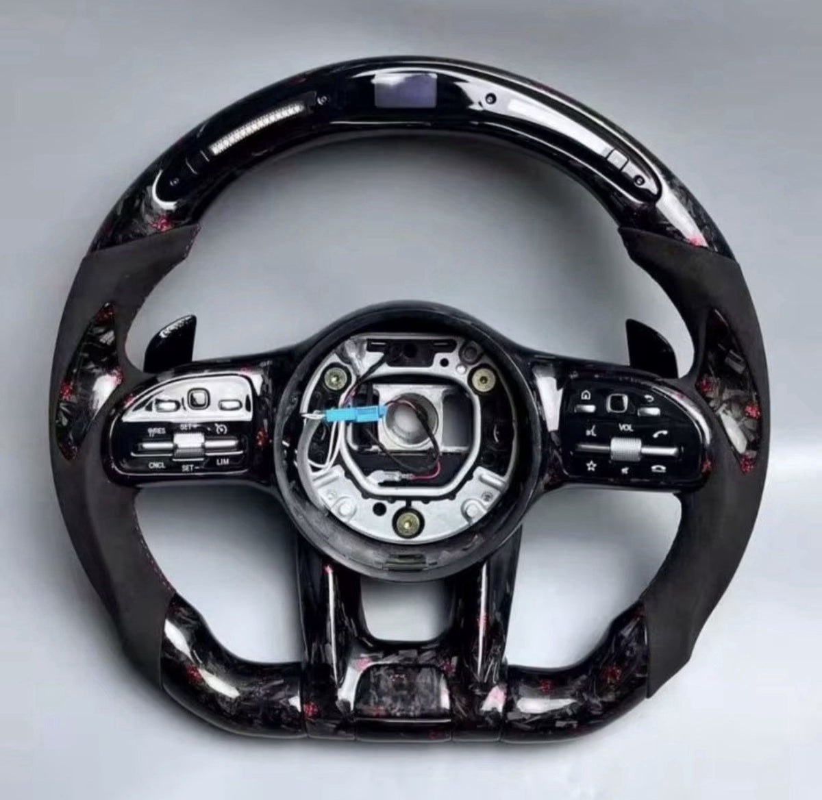 G63 forged carbon steering wheel red paddles