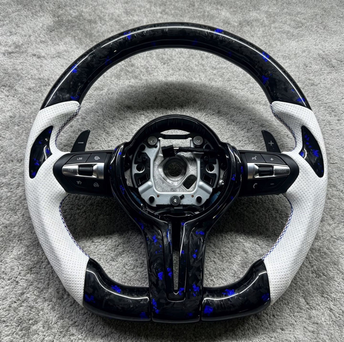 BMW F8X forged carbon steering wheel blue accent